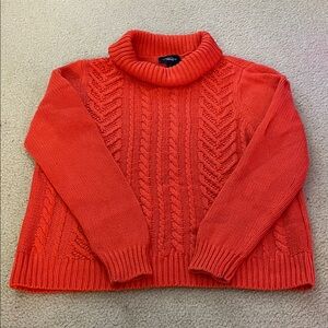 Lands’ End Cable Knit Turtleneck Sweater, Size L